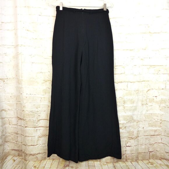 Reformation Pants Womens 8 Black Wide Leg High Rise Tie Belt Flowy Lined Boho - Picture 2 of 11
